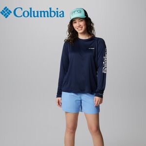 Columbia Long Sleeve Sun Tee Navy Long Sleeve Performance Tee UPF 50